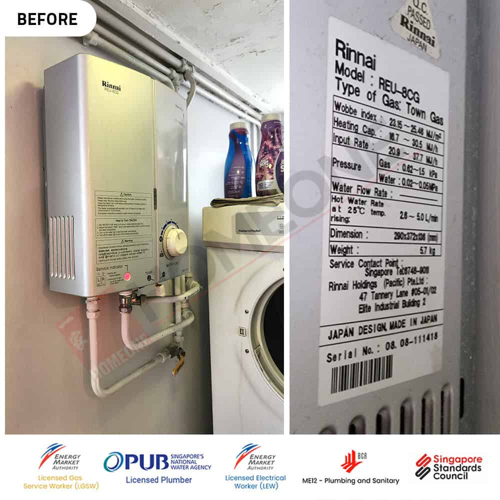 Rinnai Gas Heater Not Working at 12 Holland Avenue HDB - Before Replaced
