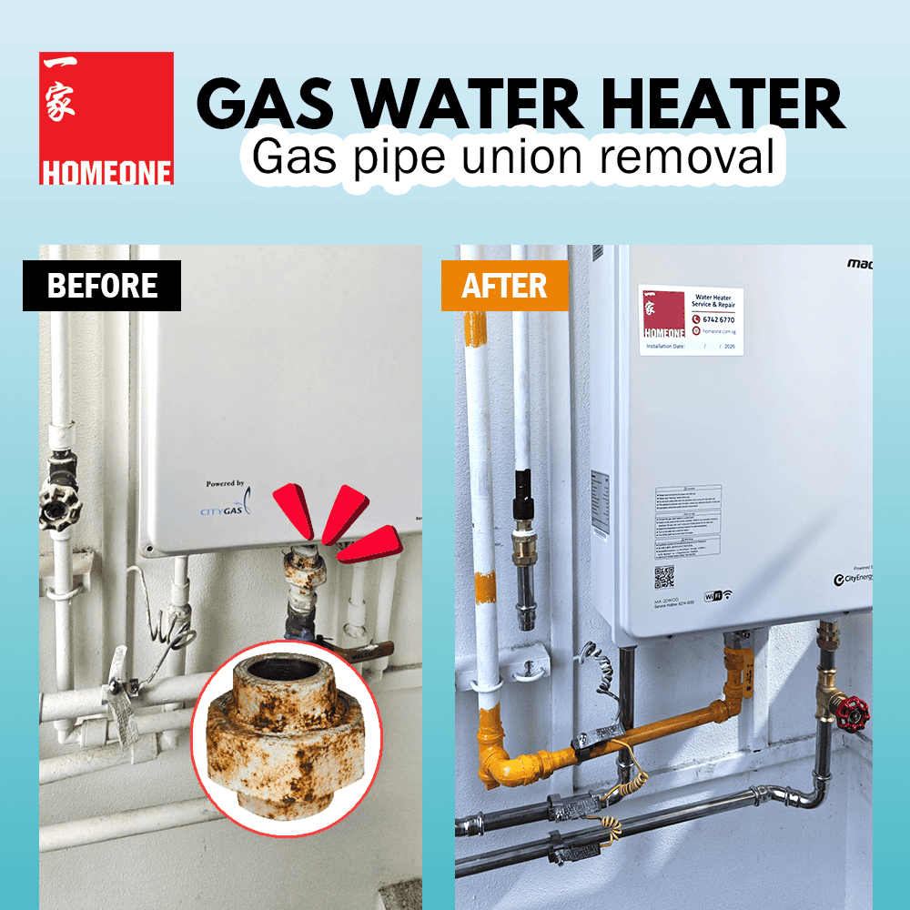 gas water heater - gas union removal site photo
