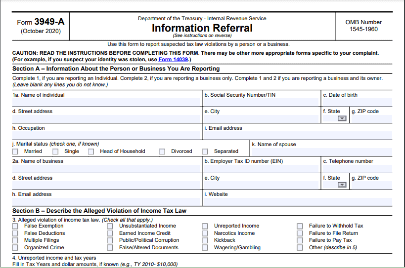 how to report someone to the irs
