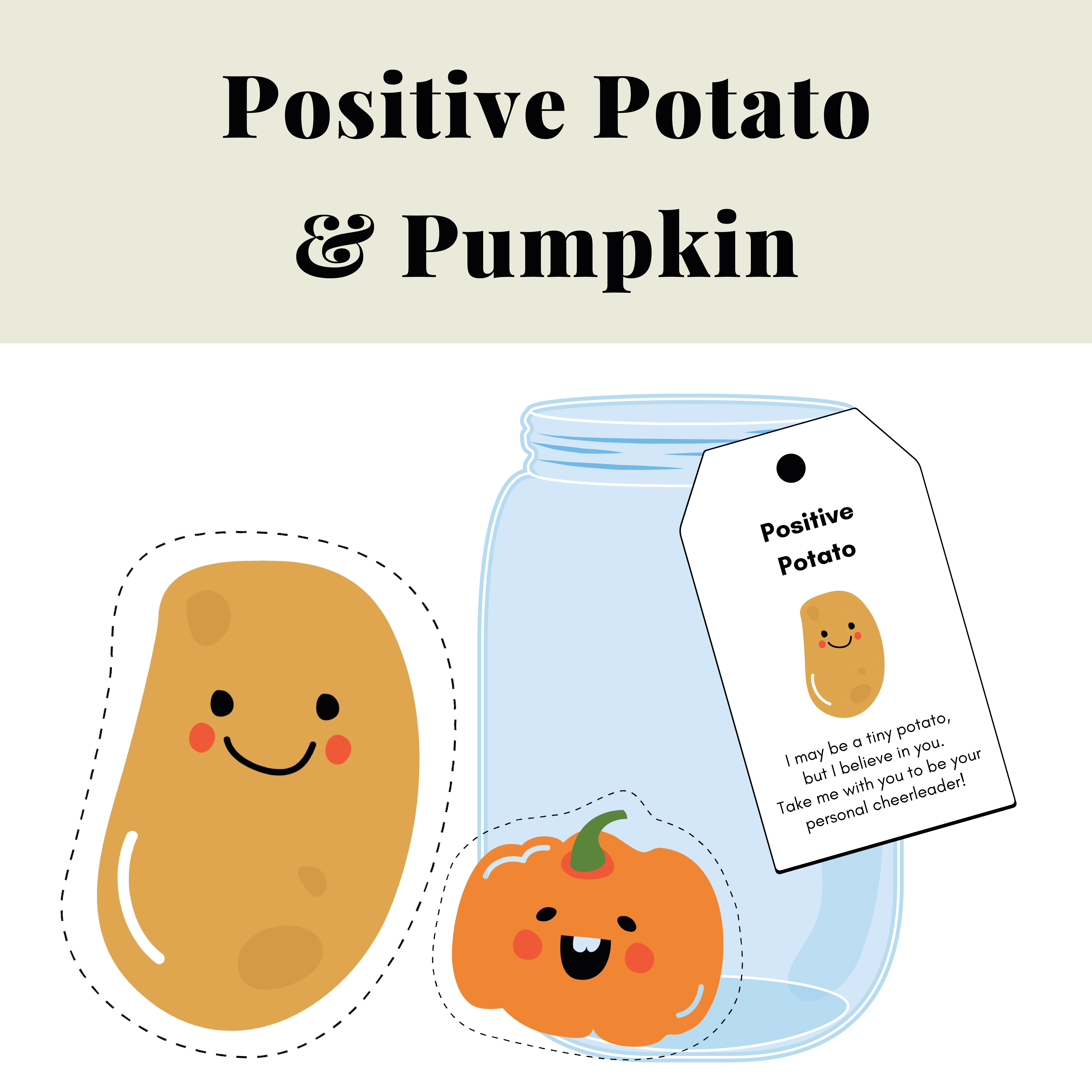 Positive Potato and Pumpkin, Emotional Support, Printable, Anxiety Coping Skill, Back to School