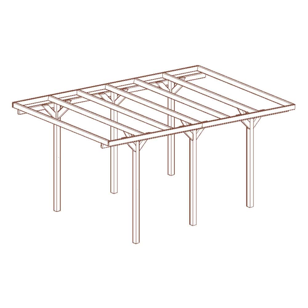 Onlywood Copertura in legno per Auto 3 x 5,2 metri in pino impregnato classe 3-0 Onlywood Copertura in legno per Auto 3 x 5,2 metri in pino impregnato classe 3-0