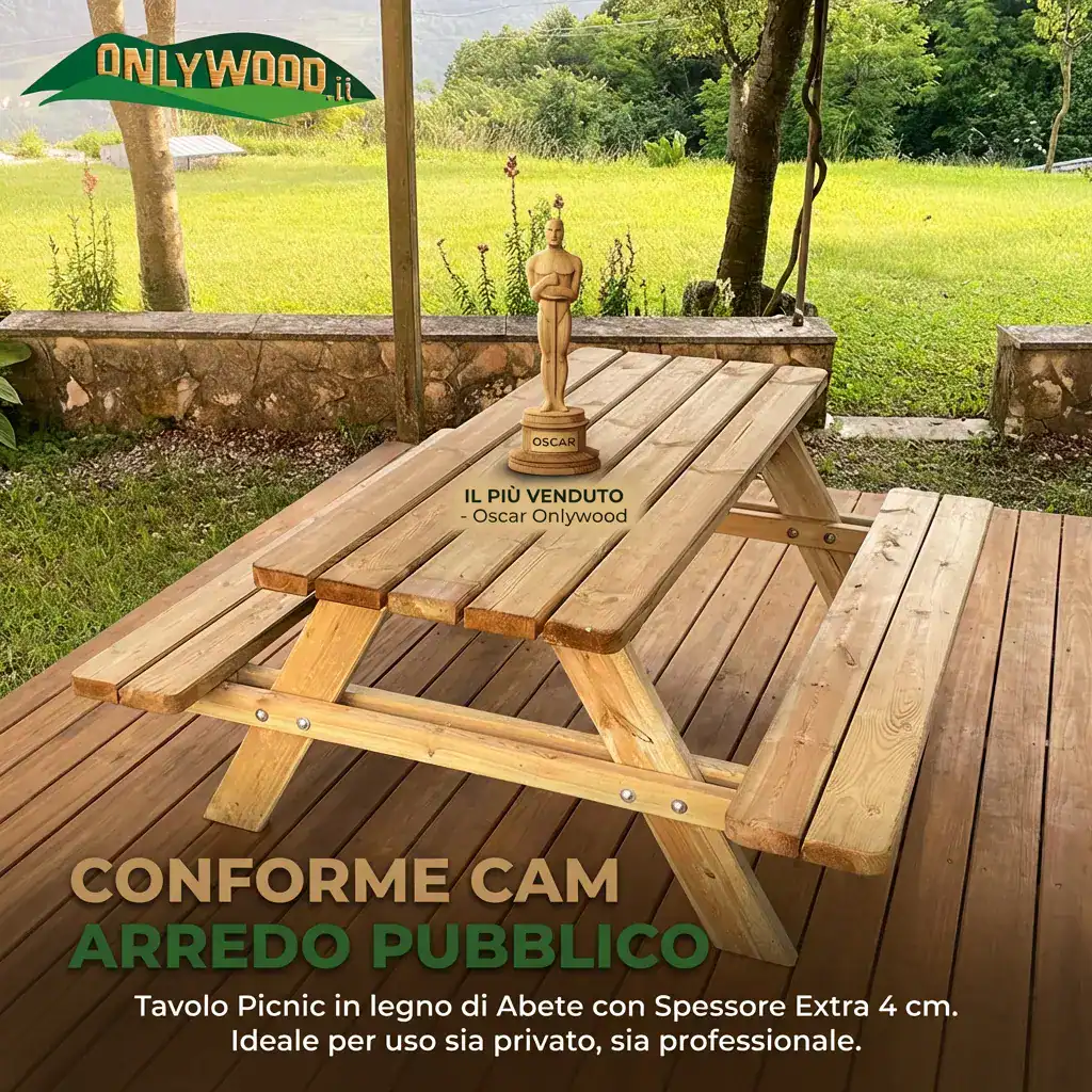 Tavolo picnic CAM SOSG907 Tavolo Picnic in Legno PROFESSIONALE 180 x 160 cm - con Panche - immagine 1