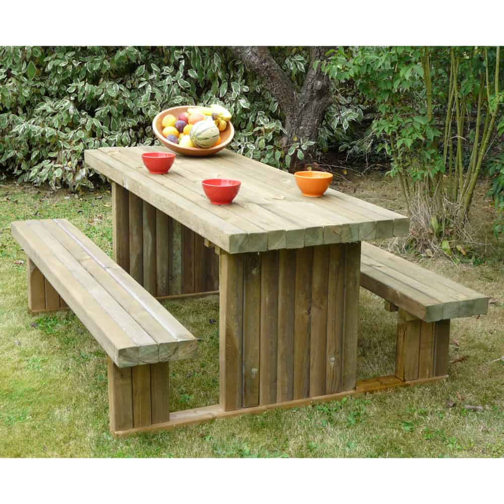 Tavolo Picnic in legno SOLIDO 180 x 159 cm - con Panche-0 Tavolo Picnic in legno SOLIDO 180 x 159 cm - con Panche-0