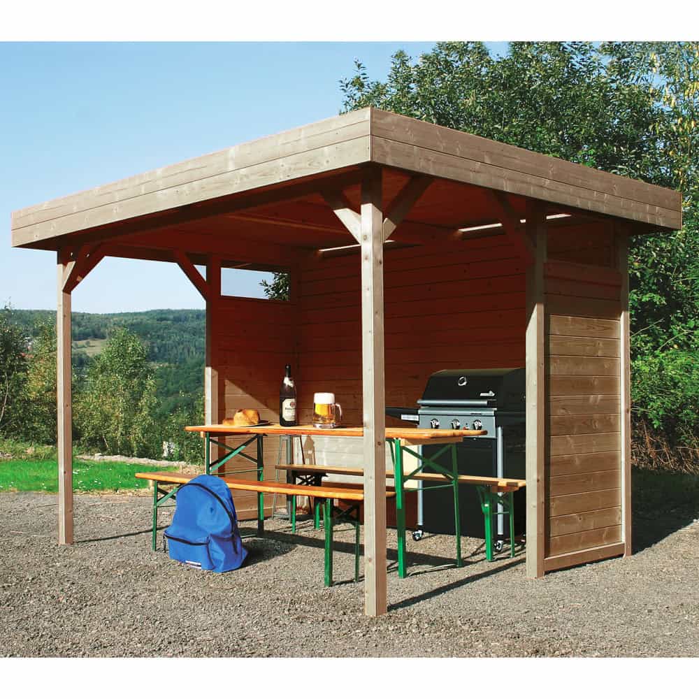 Tettoia Gazebo in Legno Chiuso Impregnato REGENSBURG - 344 x 258 cm-0 Tettoia Gazebo in Legno Chiuso Impregnato REGENSBURG - 344 x 258 cm-0