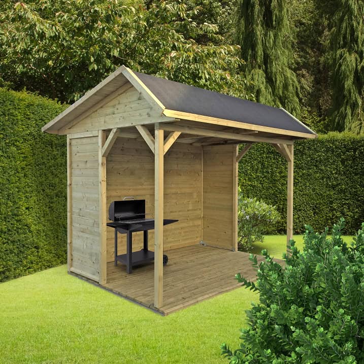 Gazebo in Legno Chiuso RONSBURG + Frangivista 340 x 250 cm-0 Gazebo in Legno Chiuso RONSBURG + Frangivista 340 x 250 cm-0