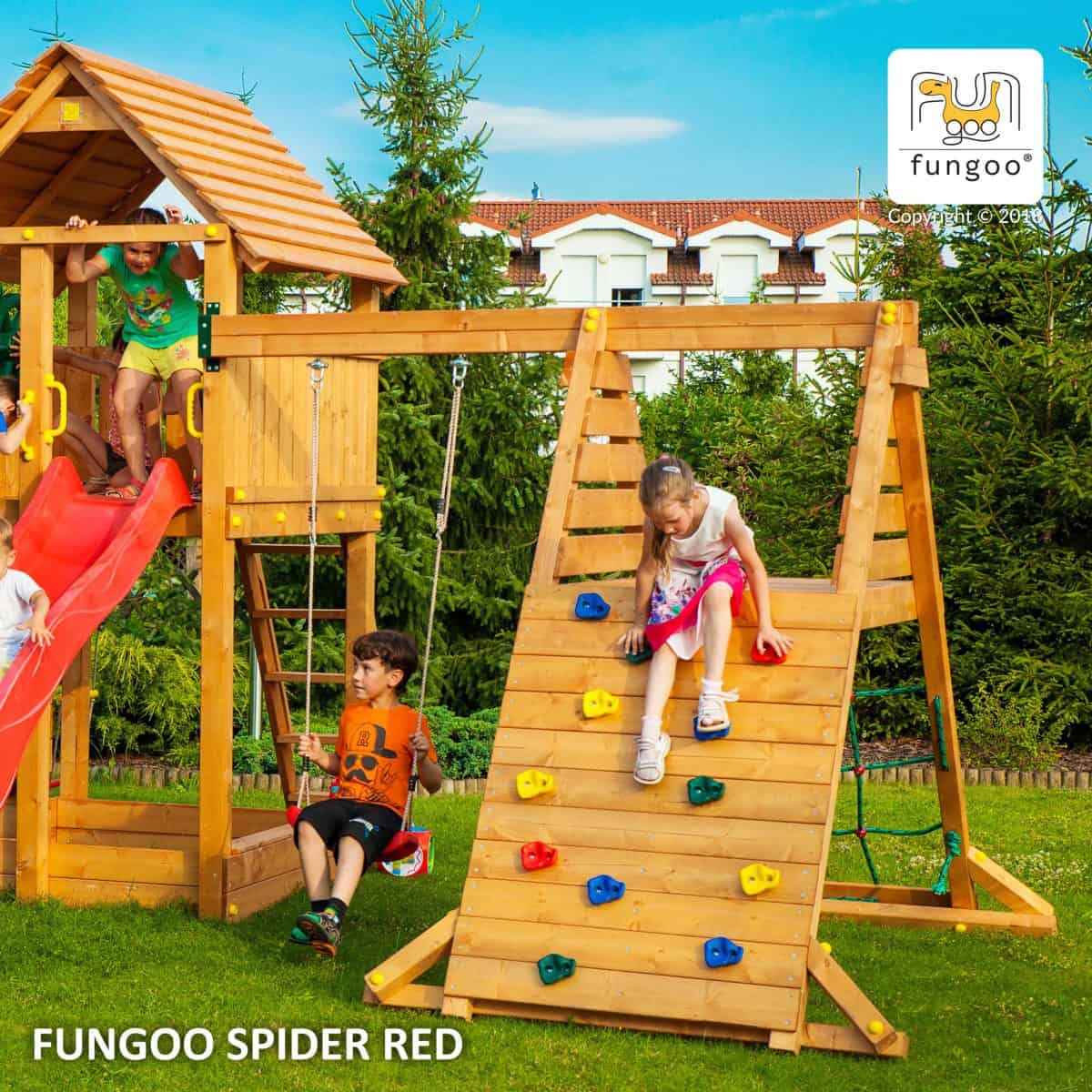 Set Altalena e Parete per Arrampicata SPIDER RED - Accessorio Fungoo -0 Set Altalena e Parete per Arrampicata SPIDER RED - Accessorio Fungoo -0