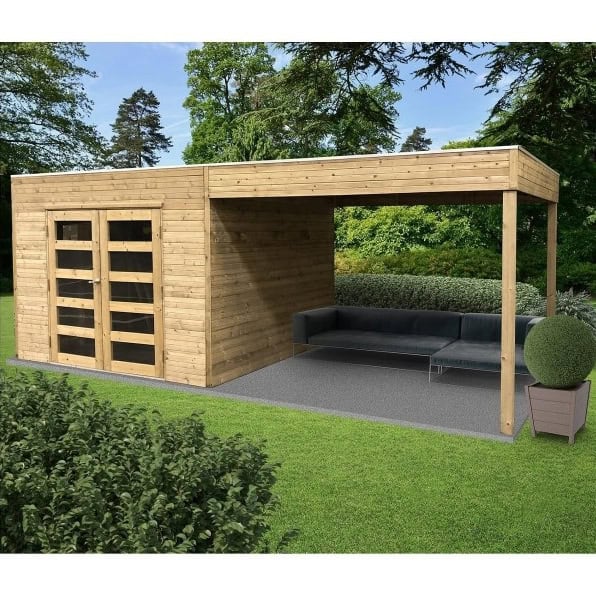 Casetta in legno impregnato TARENTO 591 x 290 x 225 h. cm con pergolato - Carico neve 30 kg al Mq-0 Casetta in legno impregnato TARENTO 591 x 290 x 225 h. cm con pergolato - Carico neve 30 kg al Mq-0