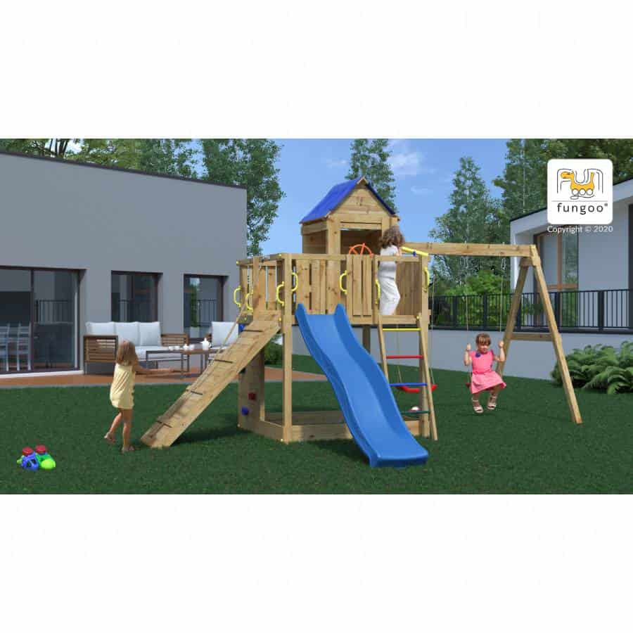 Parco Giochi in Legno Autoclavato Fungoo CASA SULL'ALBERO con Scivolo e Altalene-0 Parco Giochi in Legno Autoclavato Fungoo CASA SULL'ALBERO con Scivolo e Altalene-0