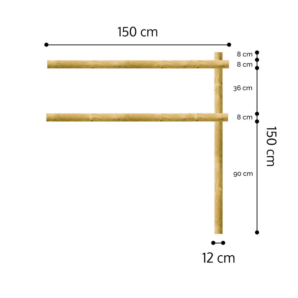 Onlywood Staccionata a 2 traverse in Pino certificato due fori (misure L150cm x H 150cm) - Modulo continuativo con 1 piantone-0 Onlywood Staccionata a 2 traverse in Pino certificato due fori (misure L150cm x H 150cm) - Modulo continuativo con 1 piantone-0