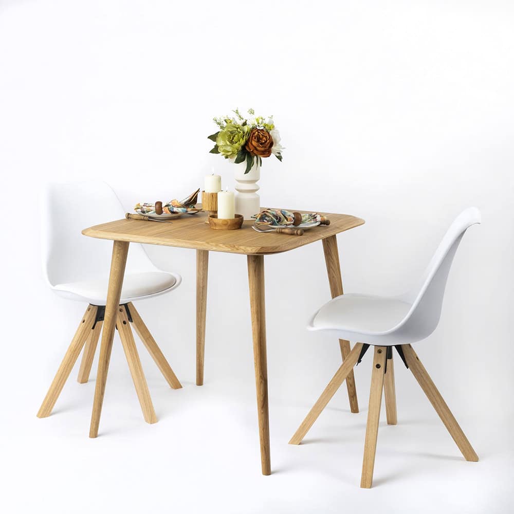 Tavolo in legno di Rovere impiallacciato con Bordi smussati - 80 x 80 x 75 h. cm-0 Tavolo in legno di Rovere impiallacciato con Bordi smussati - 80 x 80 x 75 h. cm-0