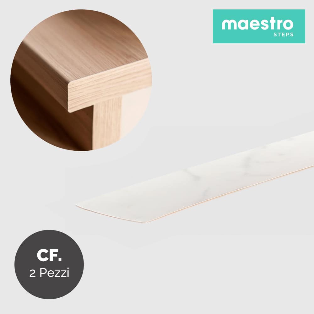 BORDO DI FINITURA MARMO BIANCO Rivestimento per Scale Interne - Confezione 2 Pezzi-0 BORDO DI FINITURA MARMO BIANCO Rivestimento per Scale Interne - Confezione 2 Pezzi-0