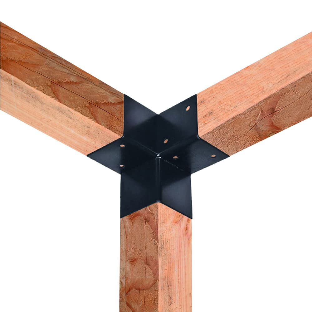 Connettore a 3 vie in Acciaio Zincato Nero per listelli 12 x 12 cm-0 Connettore a 3 vie in Acciaio Zincato Nero per listelli 12 x 12 cm-0