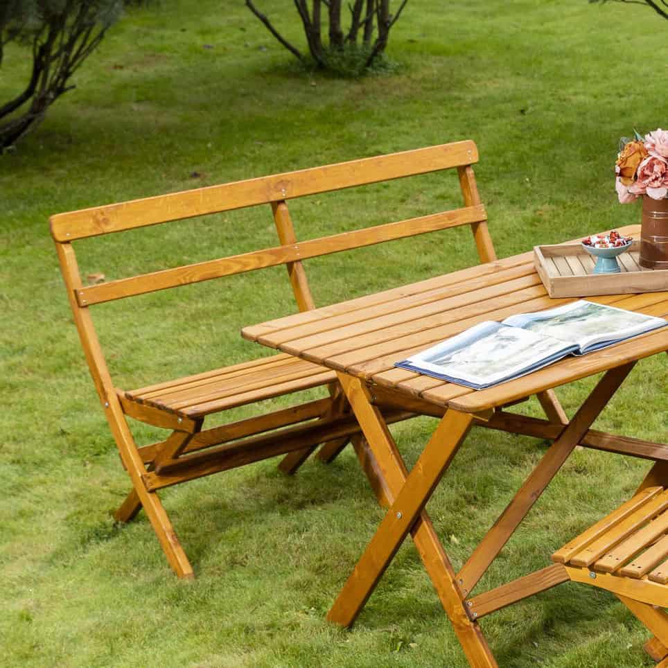 Panca in legno da esterno Pieghevole Modello LAXO Verniciata Miele - Dimensioni 130 x 62 x 81 h. cm-0 Panca in legno da esterno Pieghevole Modello LAXO Verniciata Miele - Dimensioni 130 x 62 x 81 h. cm-0