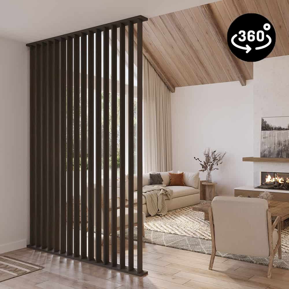 Onlywood Pareti Divisorie per Interni in Legno Noce Fumo - Con Doghe girevoli a 360°-0 Onlywood Pareti Divisorie per Interni in Legno Noce Fumo - Con Doghe girevoli a 360°-0
