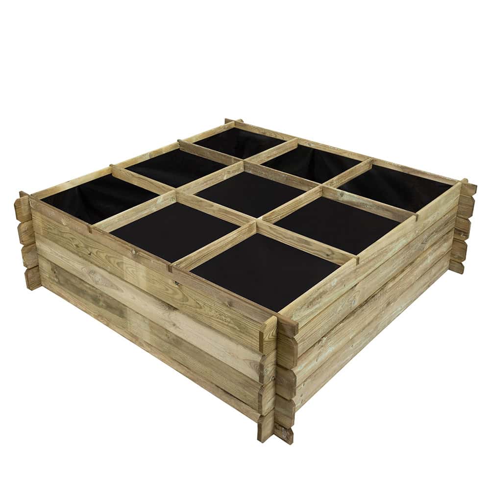 Onlywood Orto Rialzato legno 9 Scomparti in Pino Trattato 140 x 140 x 36 h. cm-0 Onlywood Orto Rialzato legno 9 Scomparti in Pino Trattato 140 x 140 x 36 h. cm-0
