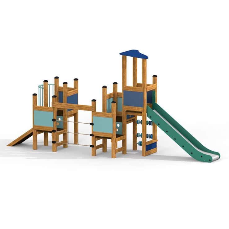 Parco Giochi in Legno di Larice TOWER 2 Torre Doppia con Scivolo - Certificato EN 1176 Uso Pubblico-0 Parco Giochi in Legno di Larice TOWER 2 Torre Doppia con Scivolo - Certificato EN 1176 Uso Pubblico-0