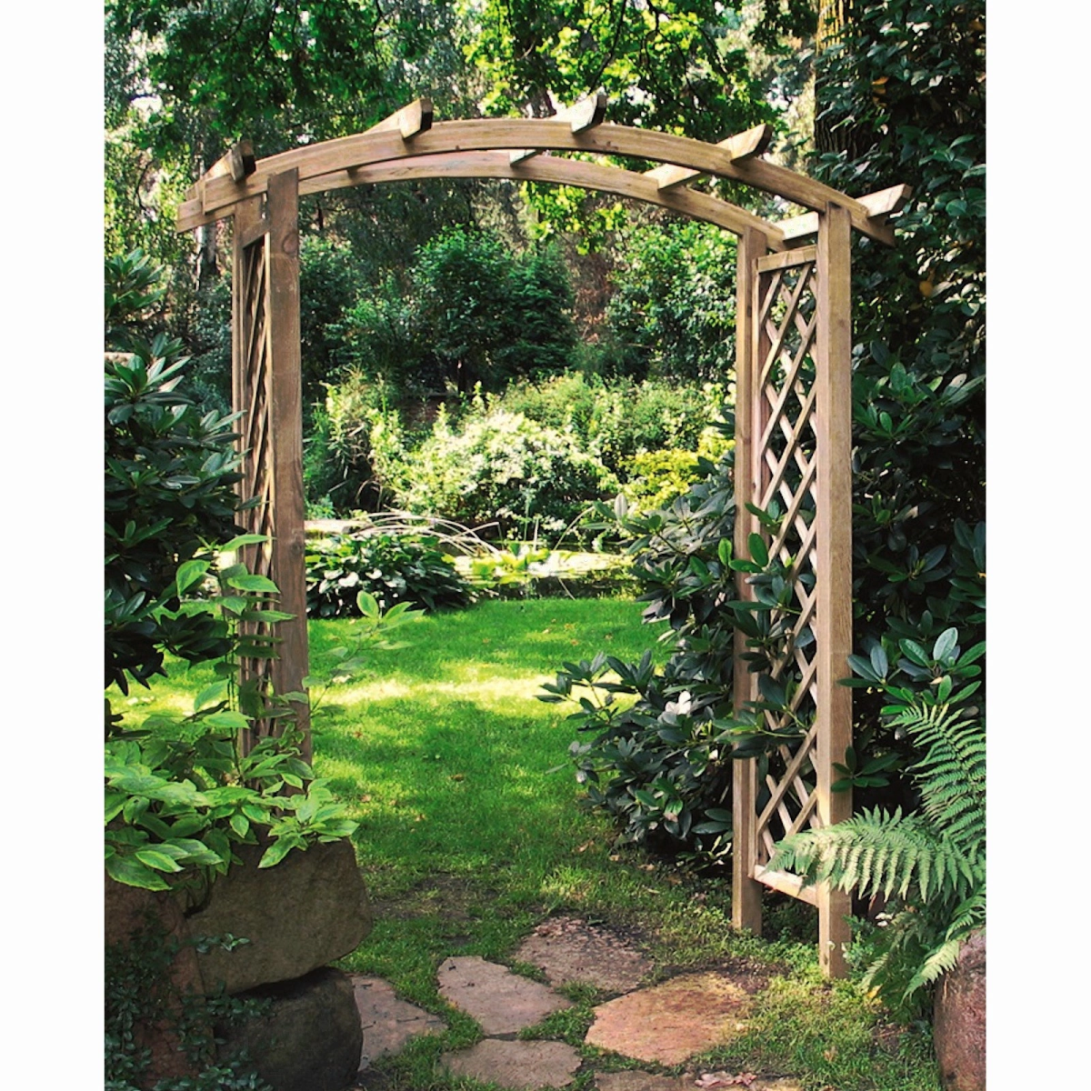 Onlywood Pergola ad Arco in Legno Impregnato 180 x 85 x 230 h. cm-0 Onlywood Pergola ad Arco in Legno Impregnato 180 x 85 x 230 h. cm-0