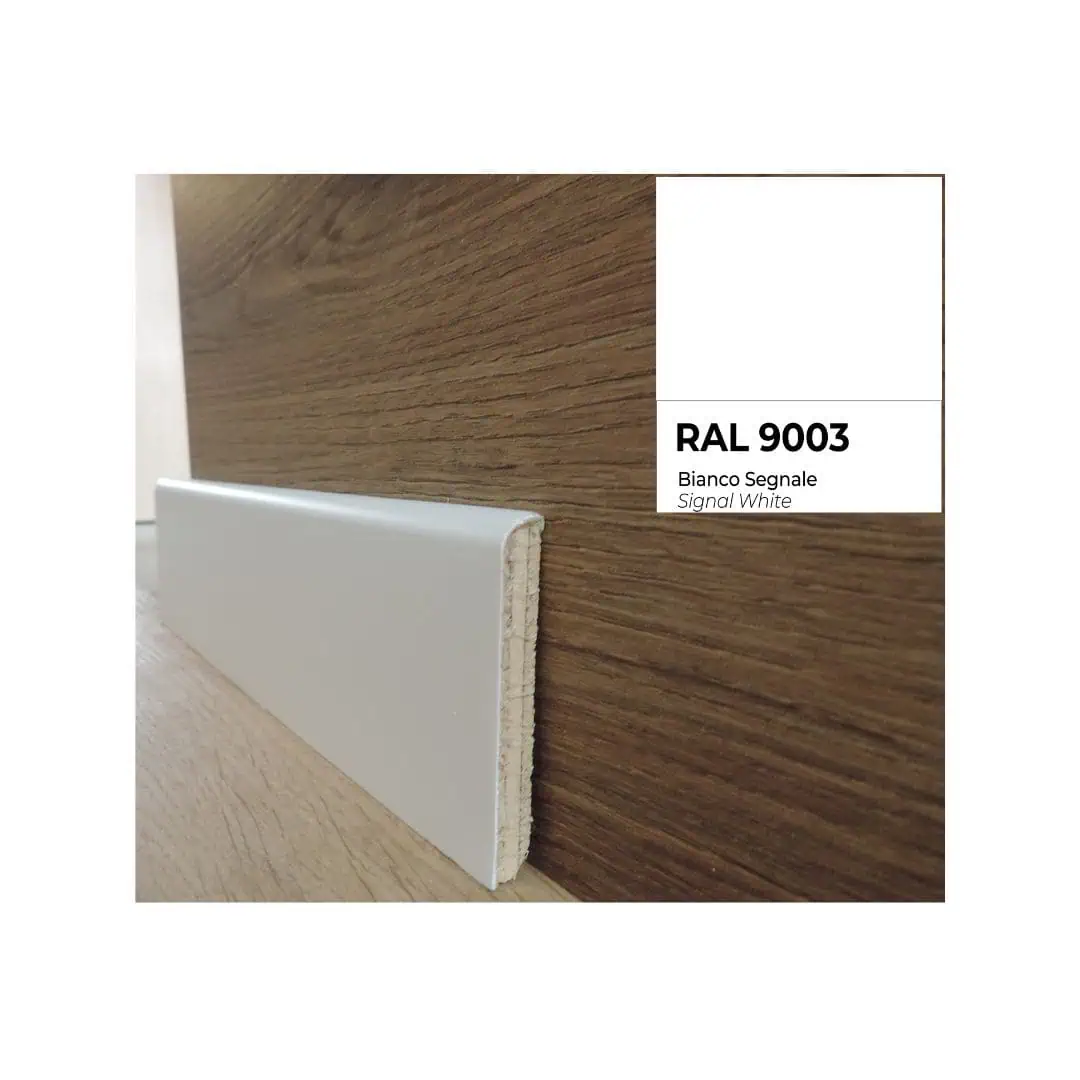 Battiscopa legno 10x70 RAL9003 Onlywood Battiscopa Legno BIANCO Laccato RAL 9003 - 70 x 10 mm - Asta da 2,4 Metri - immagine 1