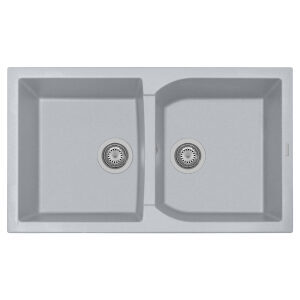 Double grey stainless steel sink