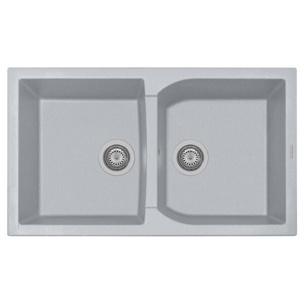 Double grey stainless steel sink