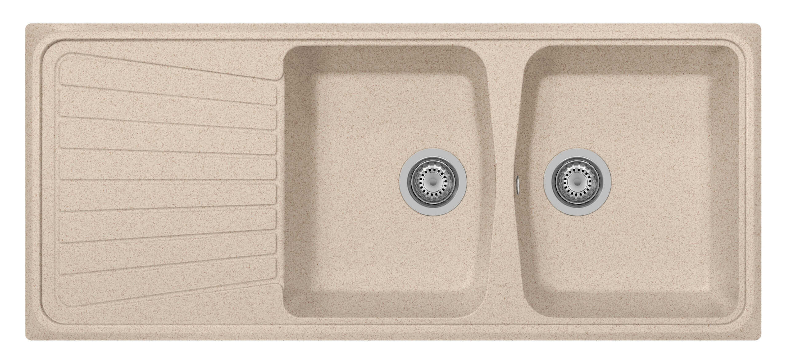 Lavello doppio beige con sgocciolatoio