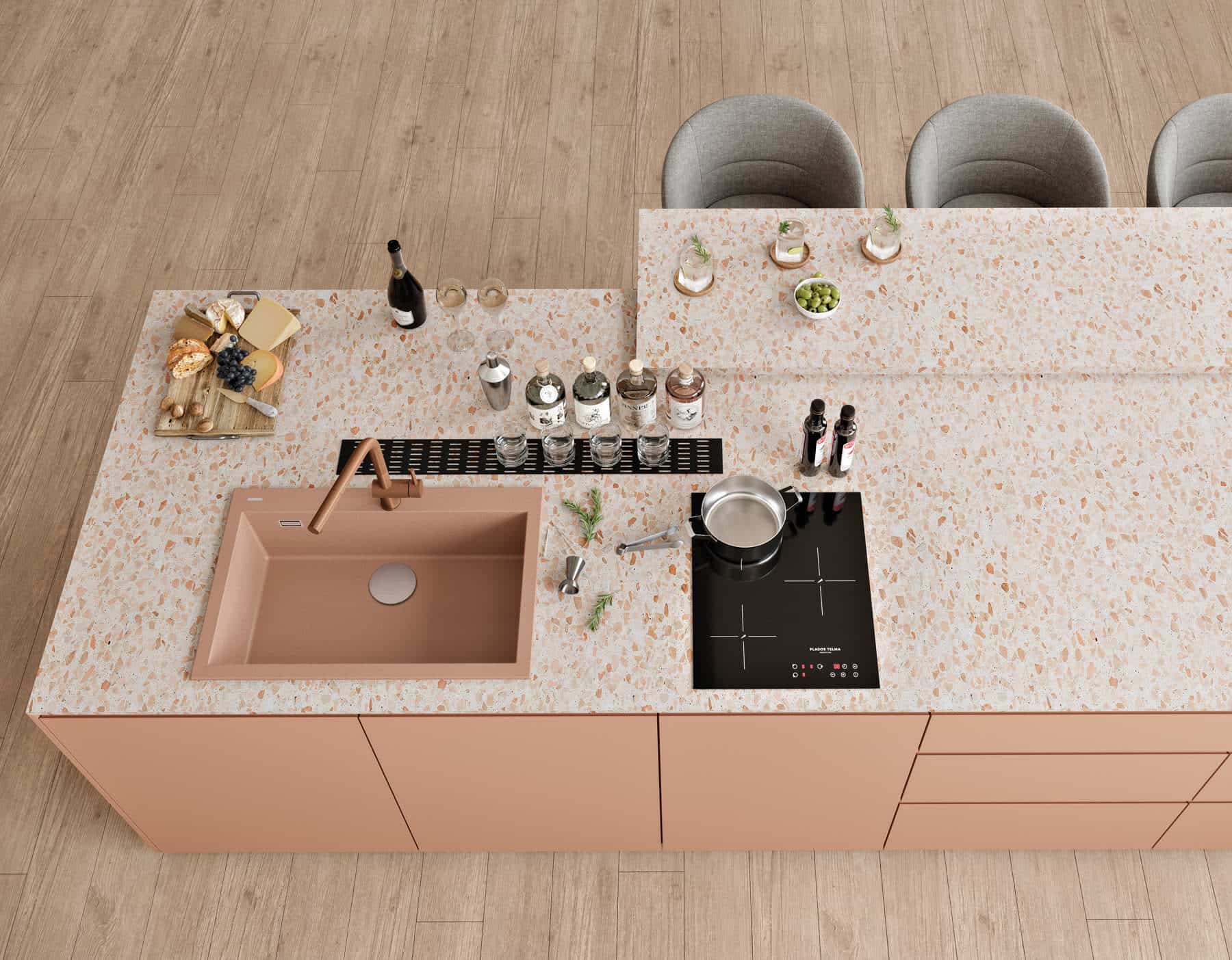 Cucina con lavello Evolution EV7610 Rose Blush