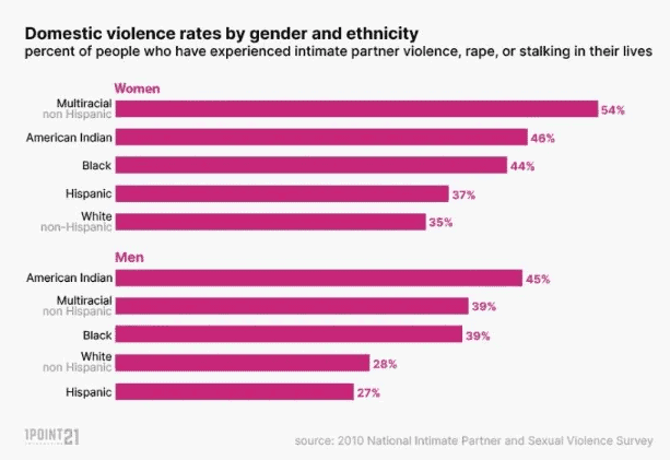 Domestic violence rates by gender and ethnicity