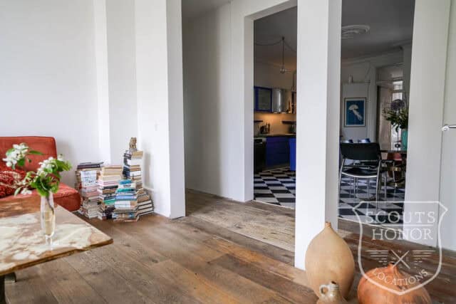 apartment boheme blue kitchen park view Østerbro location denmark scoutshonor 48