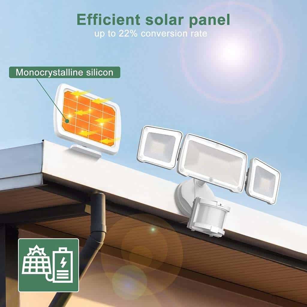 solar light on even of house, light with solar panel