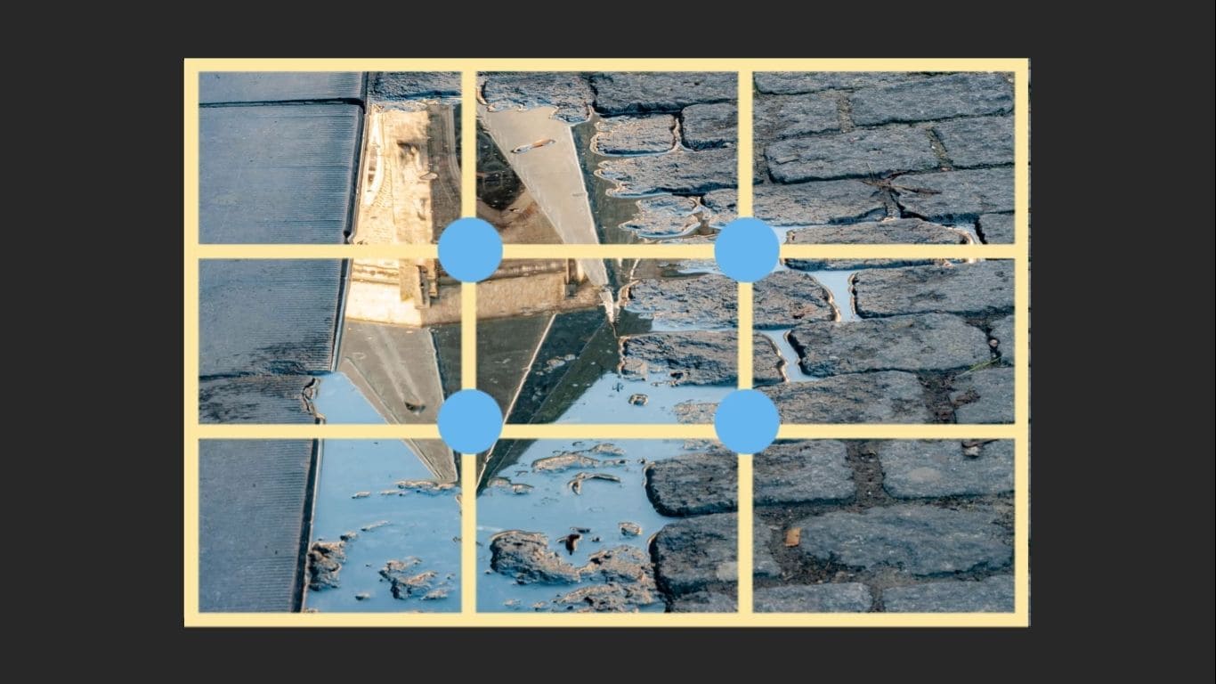 rule of thirds grid superimposed on a photo to show how the rule wotks in this case