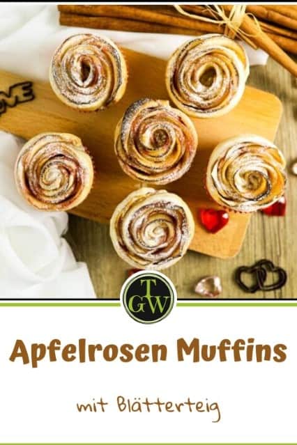 Apfelrosen Muffins mit Blätterteig