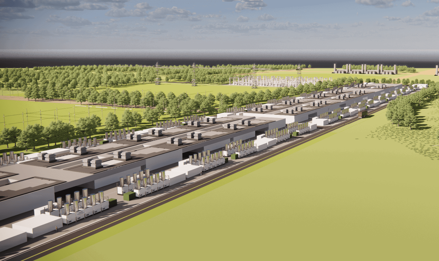 Wind energy farm with solar and energy infrastructure for sustainable power generation in the U.S.