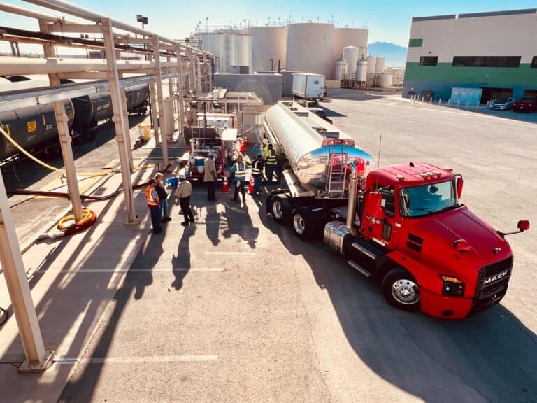 Exciting image of a fuel truck at a U.S. energy facility during fuel delivery and safety inspection.