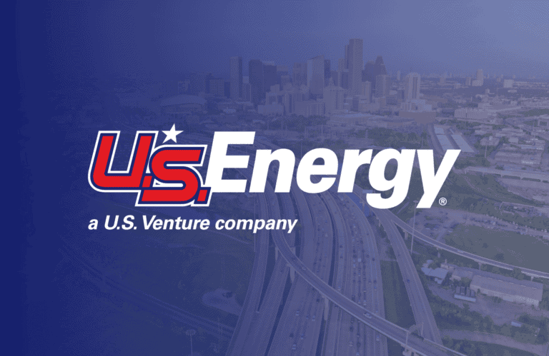U.S. Energy logo over a cityscape background, highlighting U.S. energy solutions and infrastructure focus.