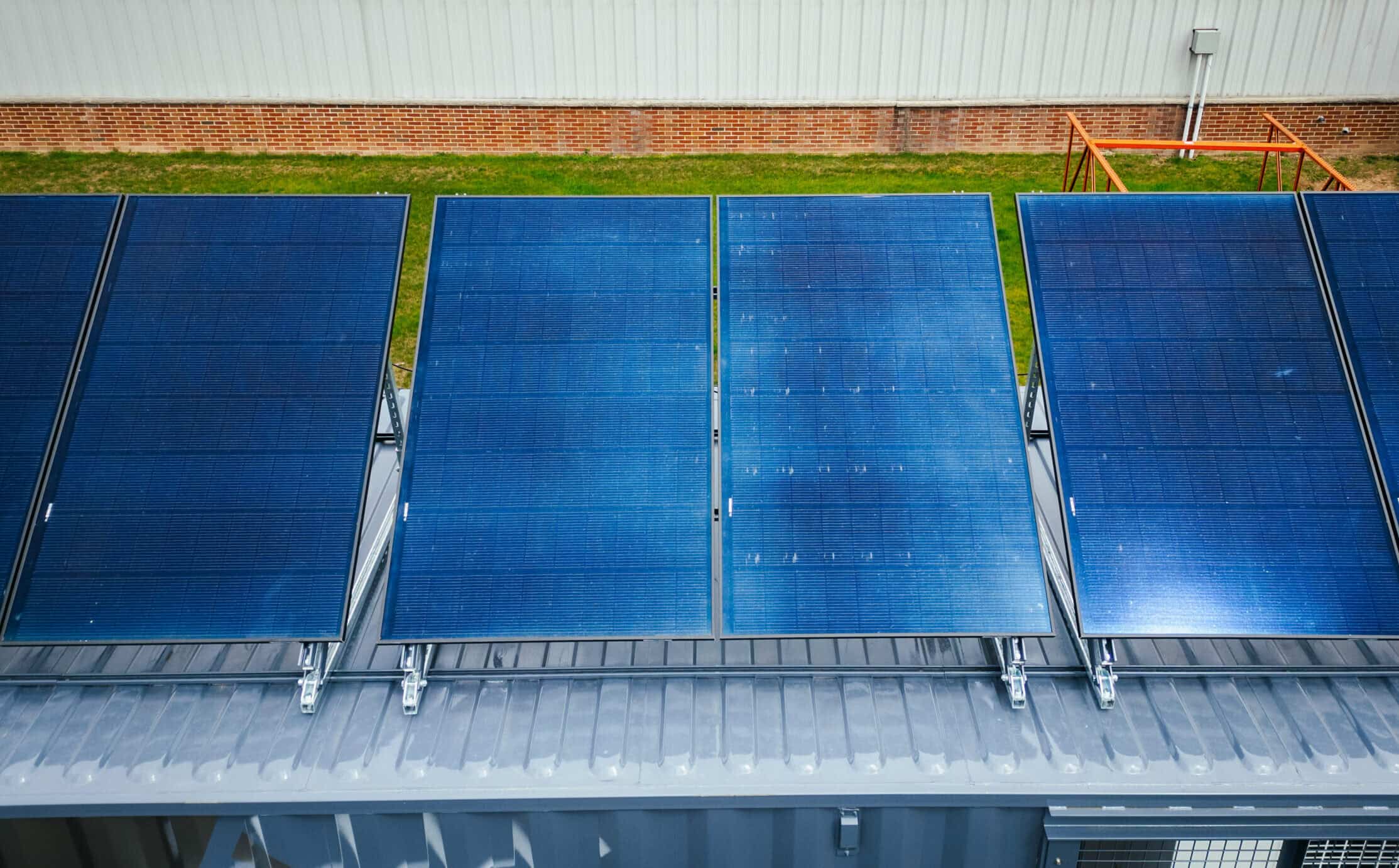 Solar panels used to power a U.S. Energy Volt Vault unit.