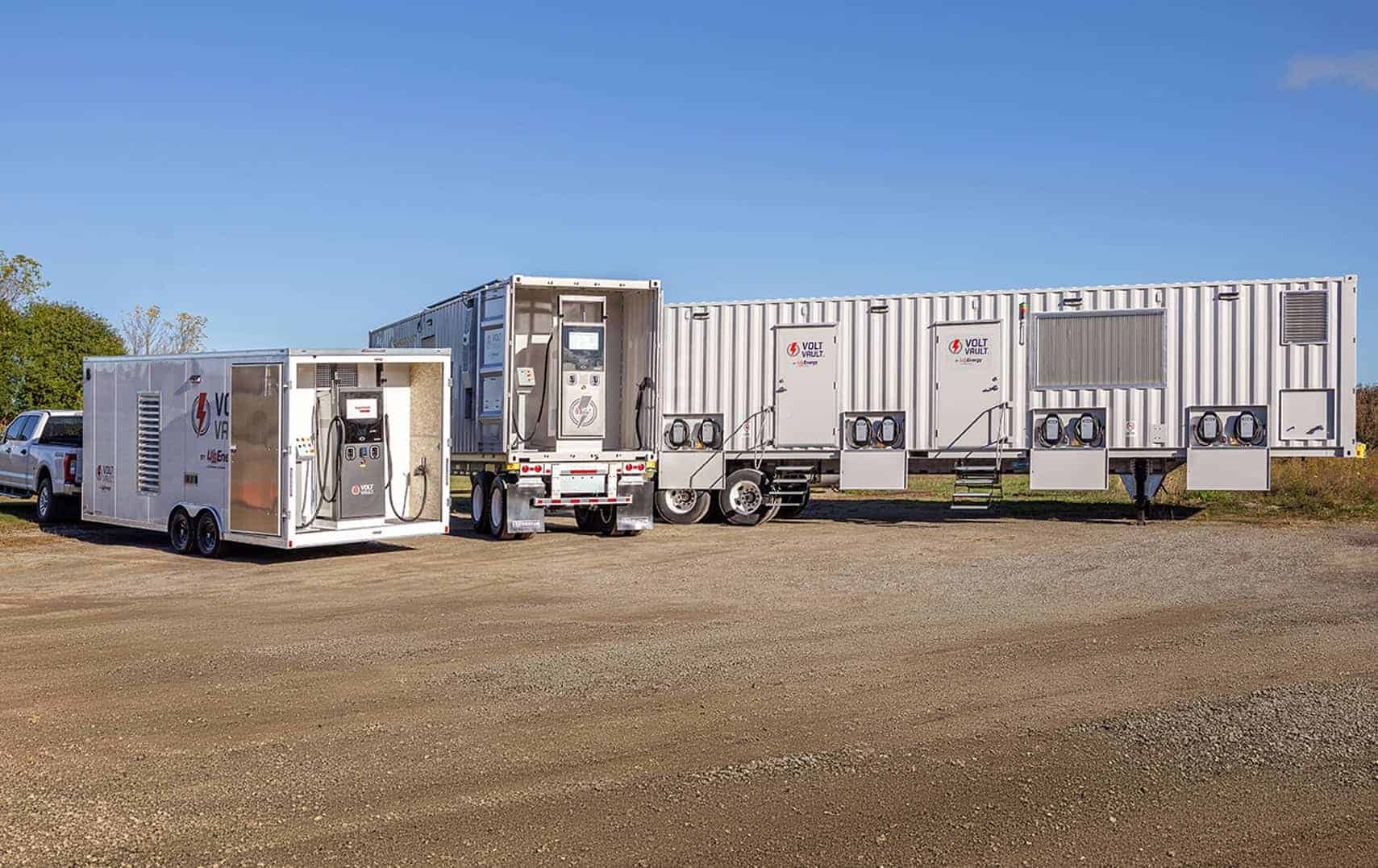 Mobile energy storage and charging units for electric vehicle infrastructure.