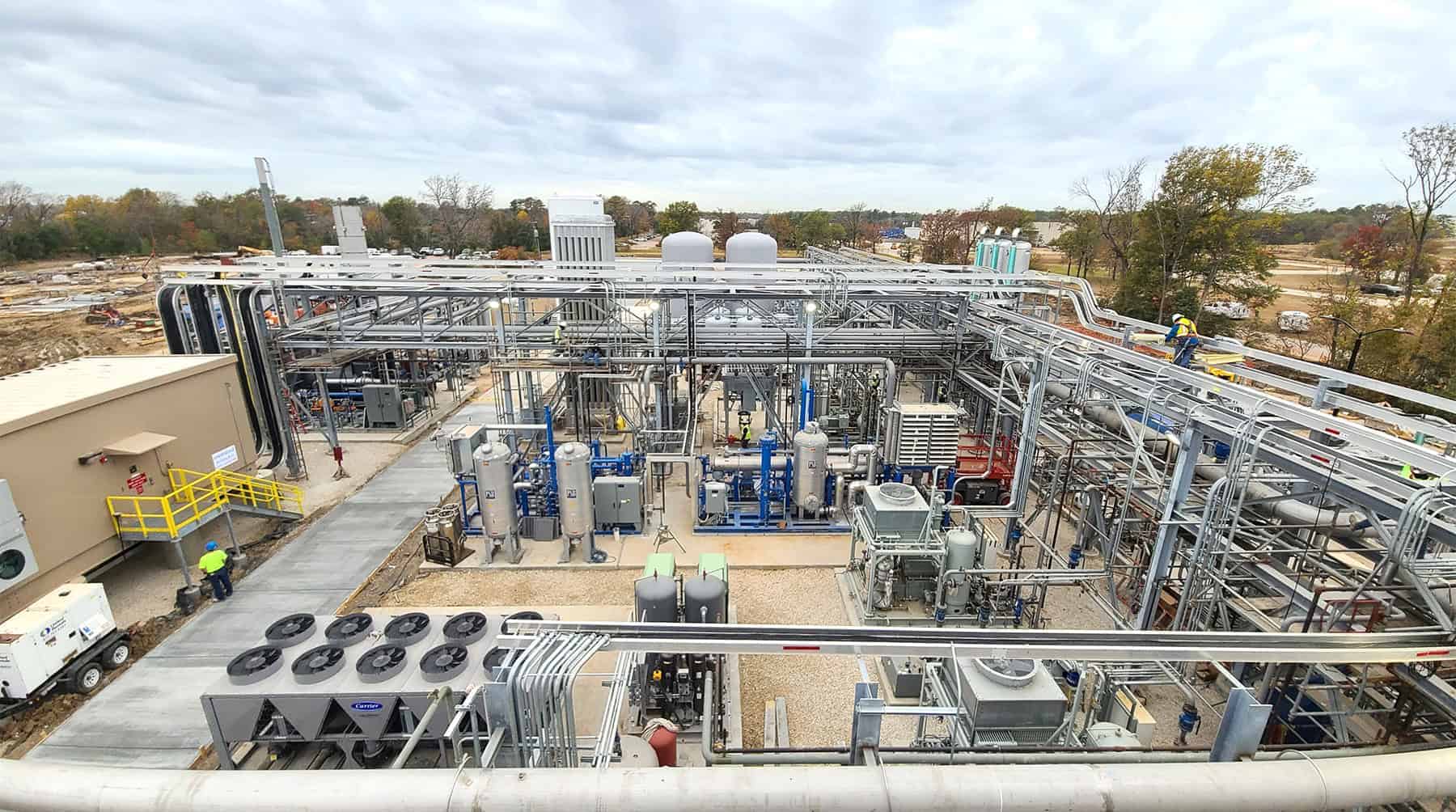 Renewable energy facility with solar panels and energy infrastructure for sustainable power generati.