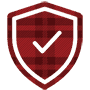 Shield icon with flannel texture