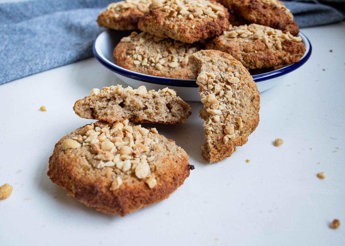 banana almond flour cookies and one torn in half