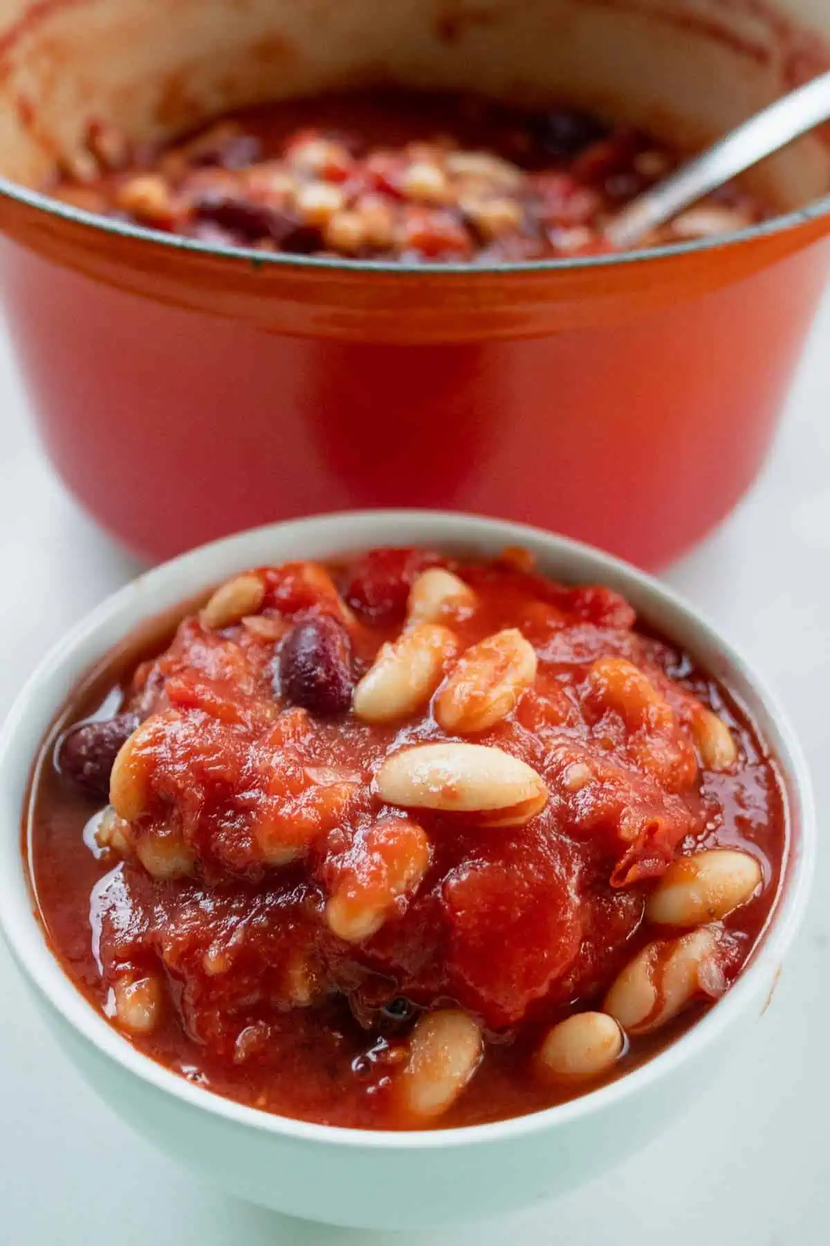 healthy homemade baked beans in a bowl