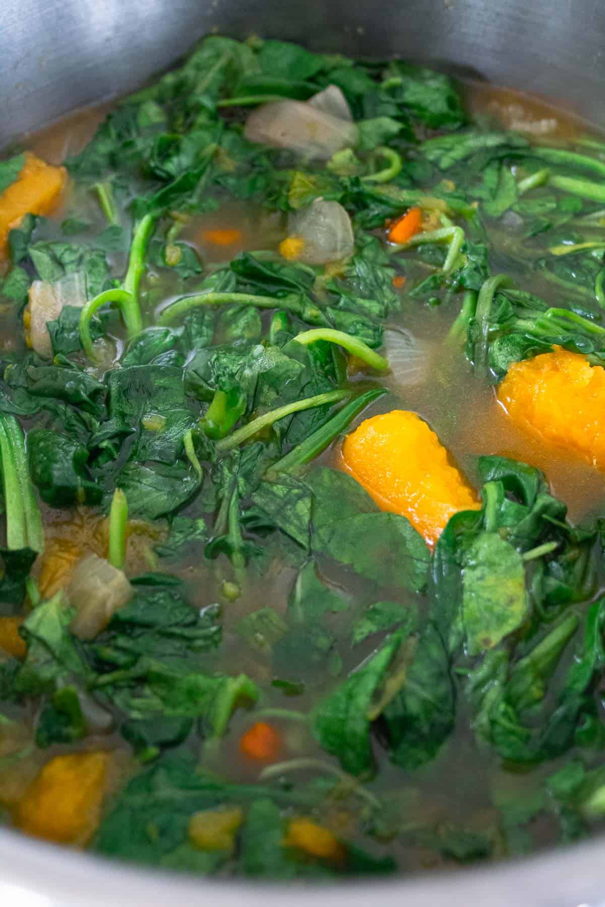 Unblitzed watercress soup with butternut squash