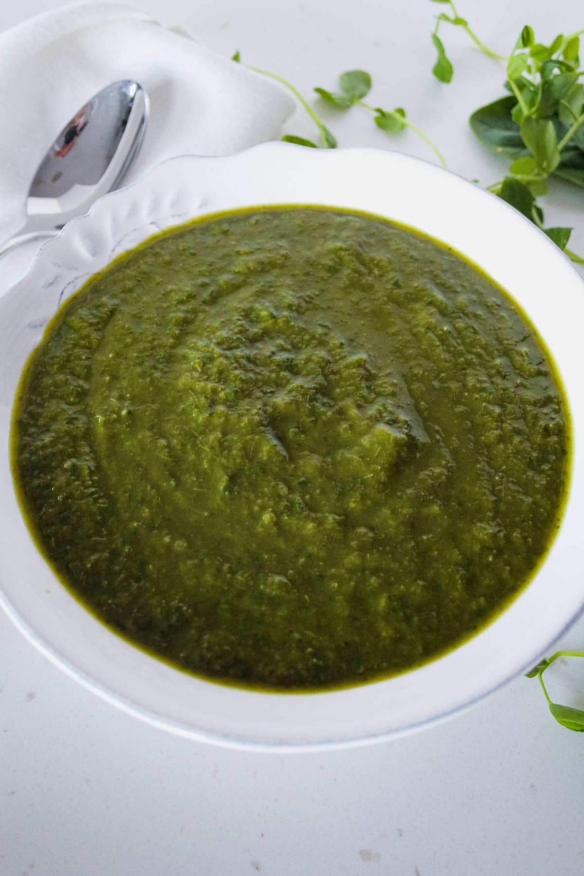 bowl of watercress soup without potato