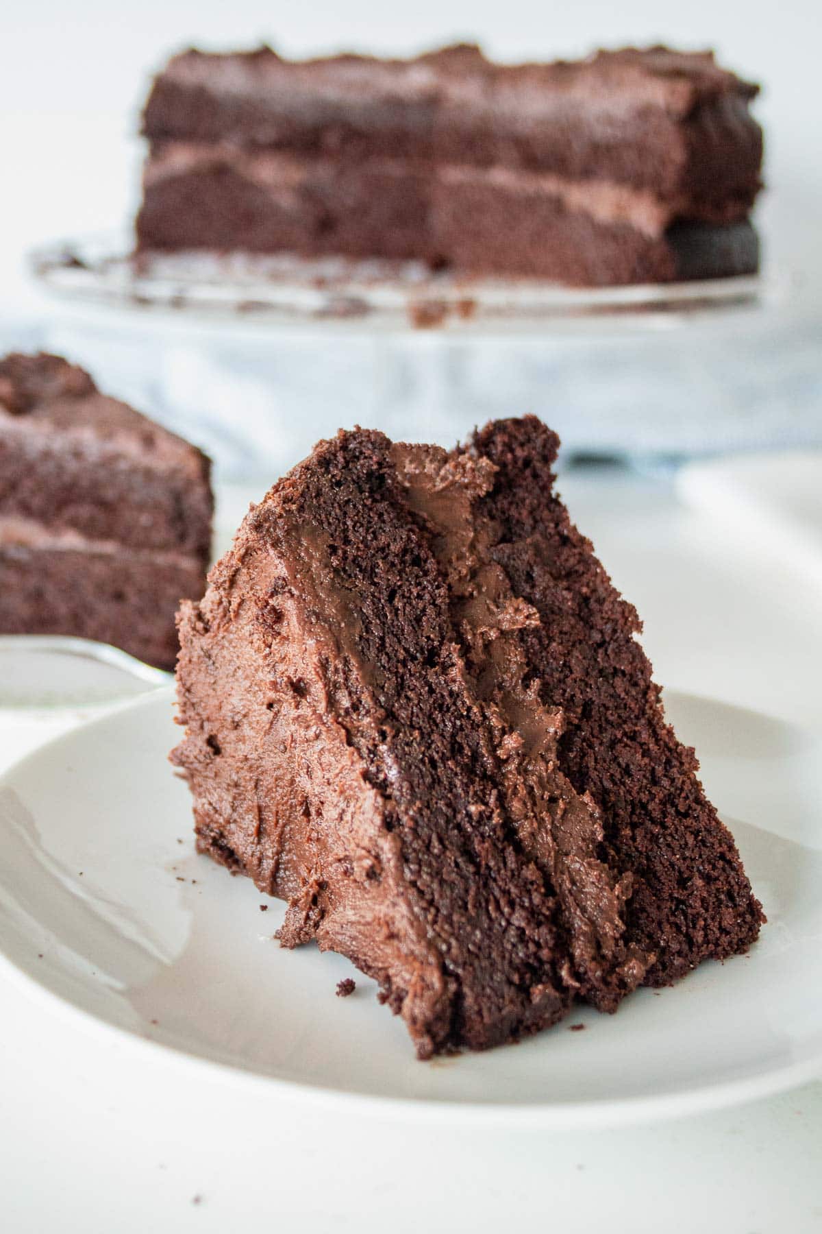 a slice of low sugar chocolate cake