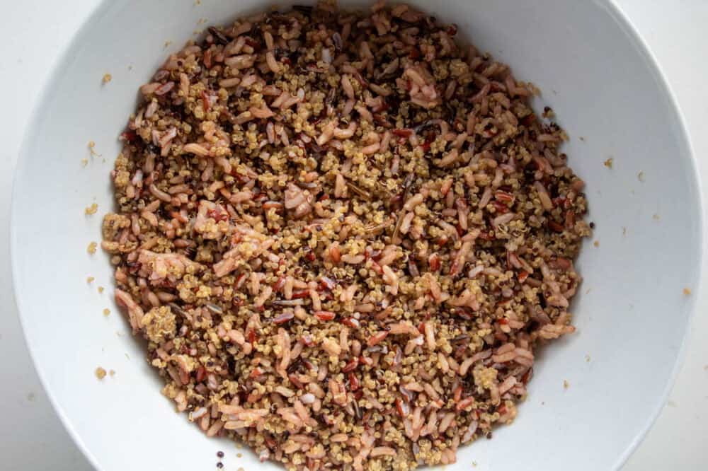 brown rice and quinoa in a bowl