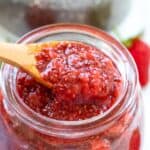 Healthy homemade sugar free chia jam in a glass jar with a wooden spoon – sugar-free, fibre-rich, and perfect for diabetes-friendly breakfasts.