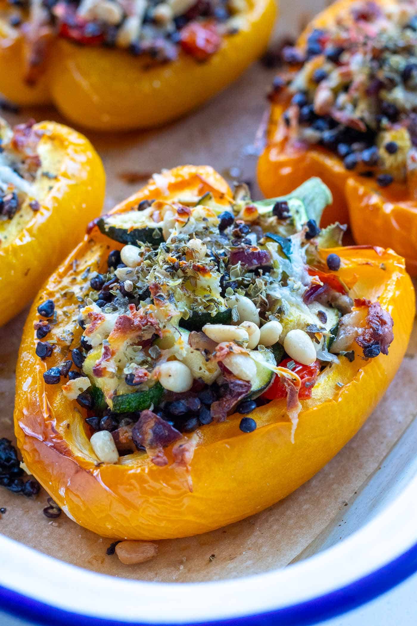 Easy Halloumi and Lentil Stuffed Peppers (Low Carb & Delicious)