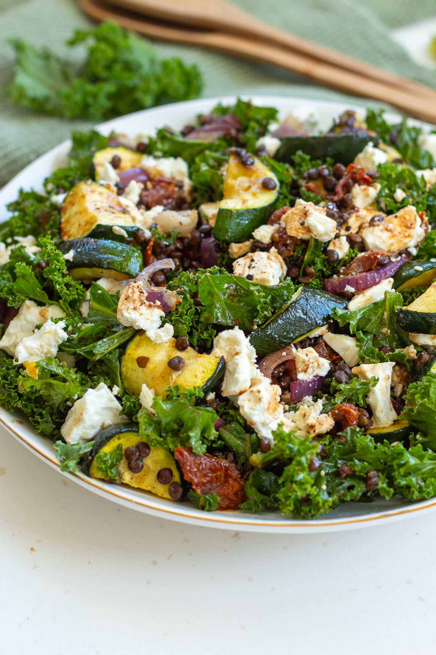 Roasted Courgette, Lentil and Feta Winter Salad