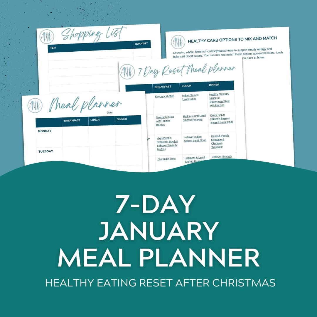 7 day January whole food meal plan printable for healthy eating after Christmas