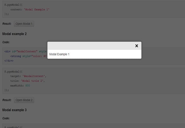 PgwModal - Responsive free modal jQuery plugin