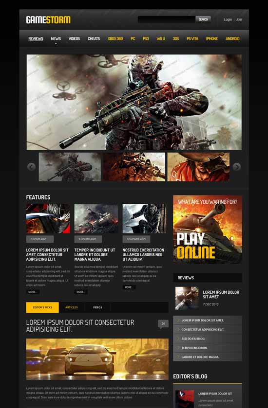 Free Responsive Gaming Templates